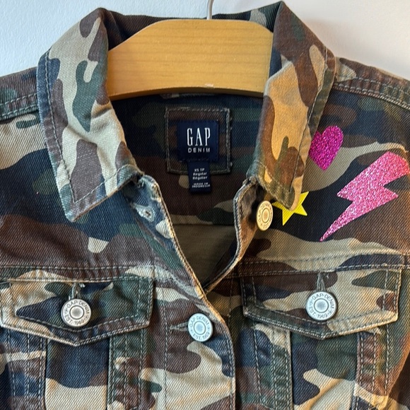 GAP Green and Brown Jean Jacket Camouflage Style - Picture 2 of 3